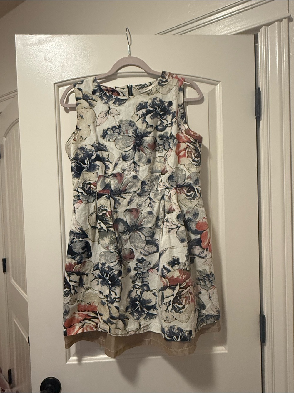 Le Lis Floral Fit-and-Flare Mini Dress in Cream, Navy, and Coral